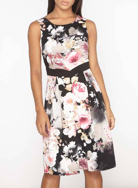 **Luxe Black Multi Floral Prom Dress